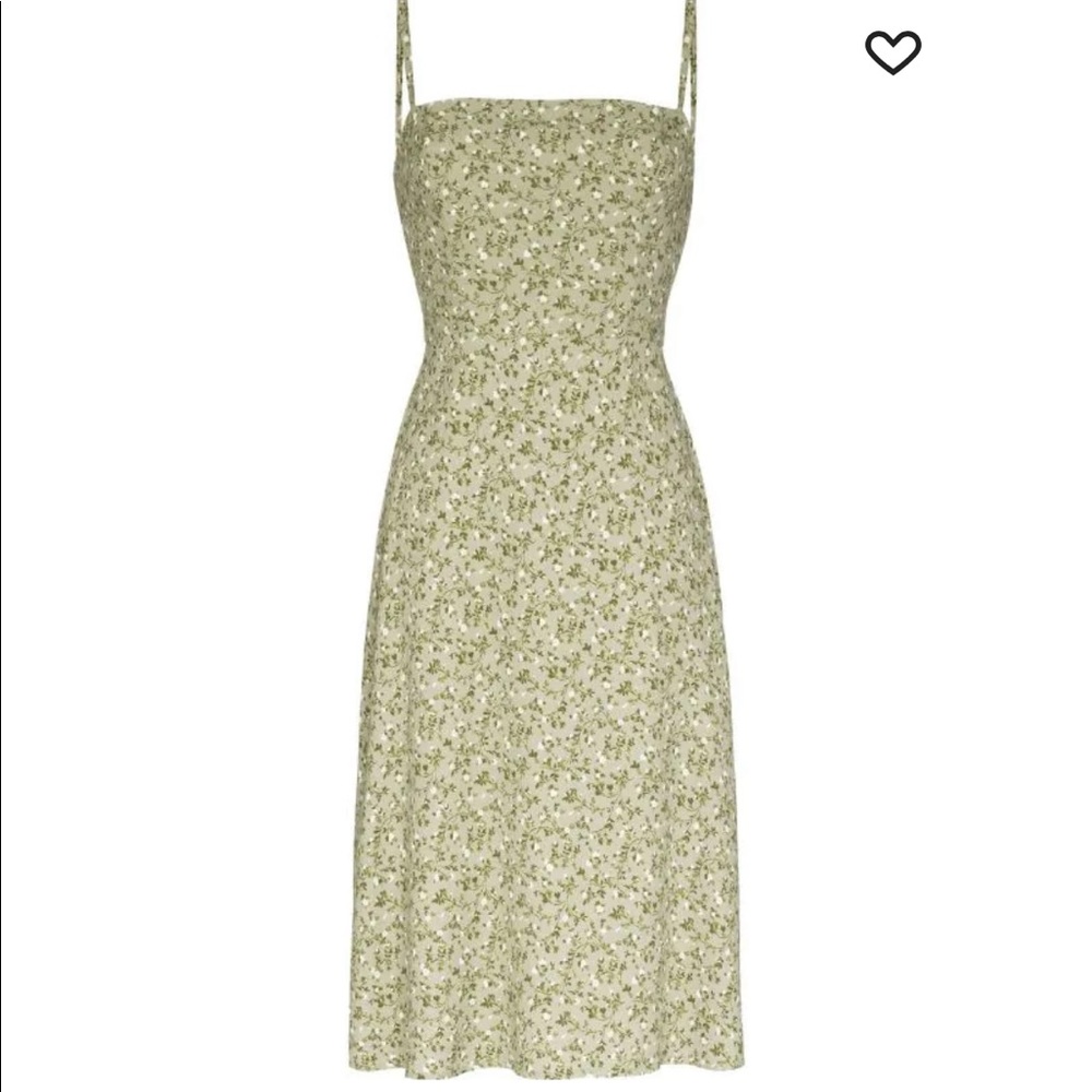Reformation Green Floral Midi Dress